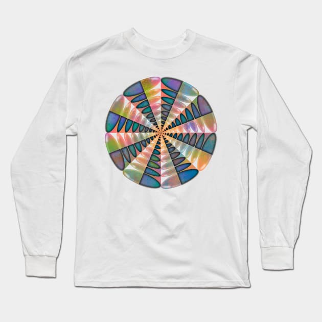 Neon Bubble Mandala - Intricate Digital Illustration, Colorful Vibrant and Eye-catching Design, Perfect gift idea for printing on shirts, wall art, home decor, stationary, phone cases and more. Long Sleeve T-Shirt by cherdoodles